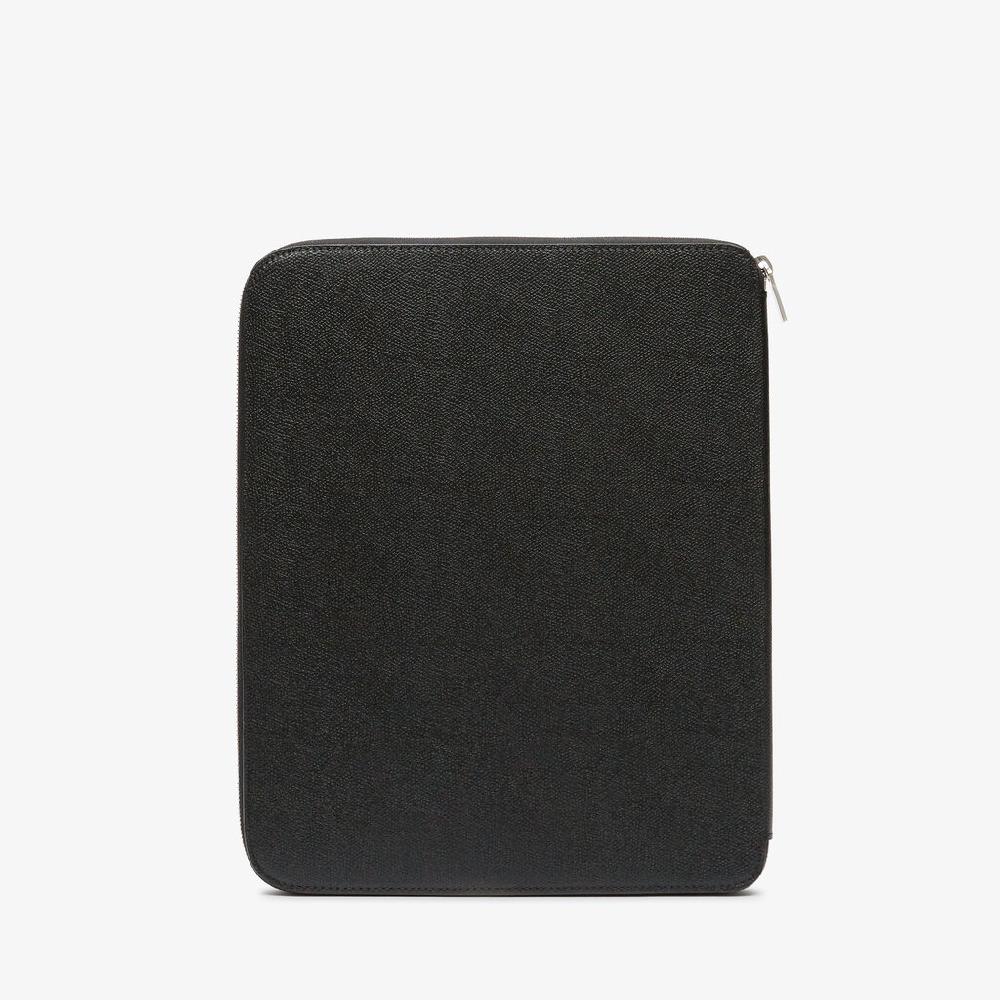 Valextra Cartella per Scrittura con Zip A4 | Pelle di vitello Millepunte | Nero | Valextra Offerte esclusive