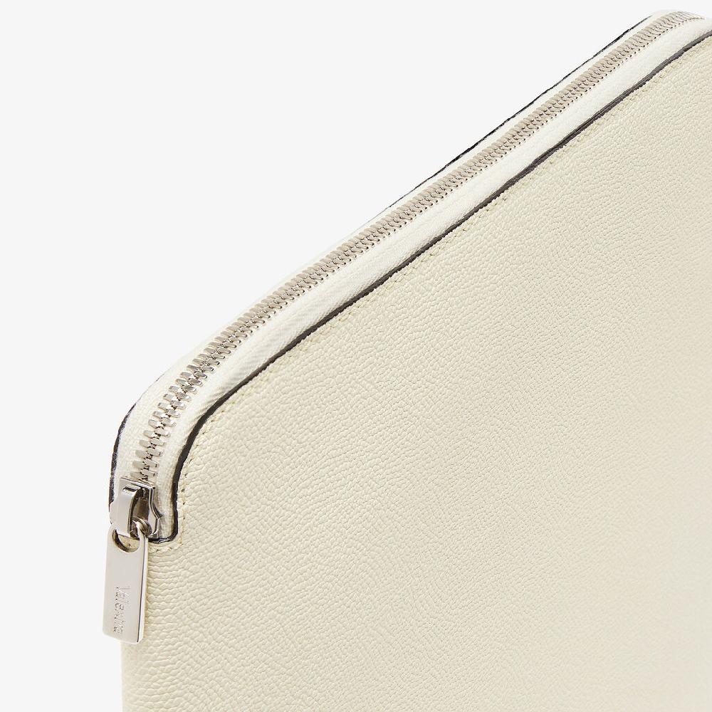 Valextra Cartella per Scrittura con Zip A4 | Pelle di vitello Millepunte | Bianco Pergamena | Valextra Lightning offer