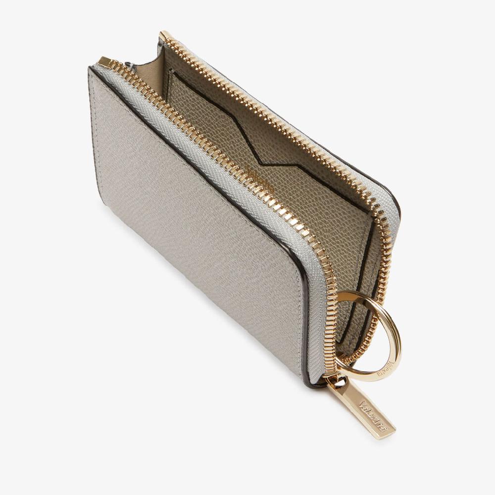 Valextra Portachiavi con zip in Pelle Grigio chiaro | Valextra Zip Around Enormi risparmi