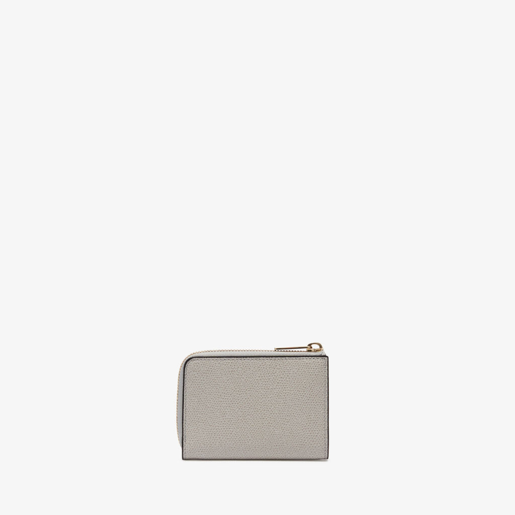 Valextra Portachiavi con zip in Pelle Grigio chiaro | Valextra Zip Around Enormi risparmi