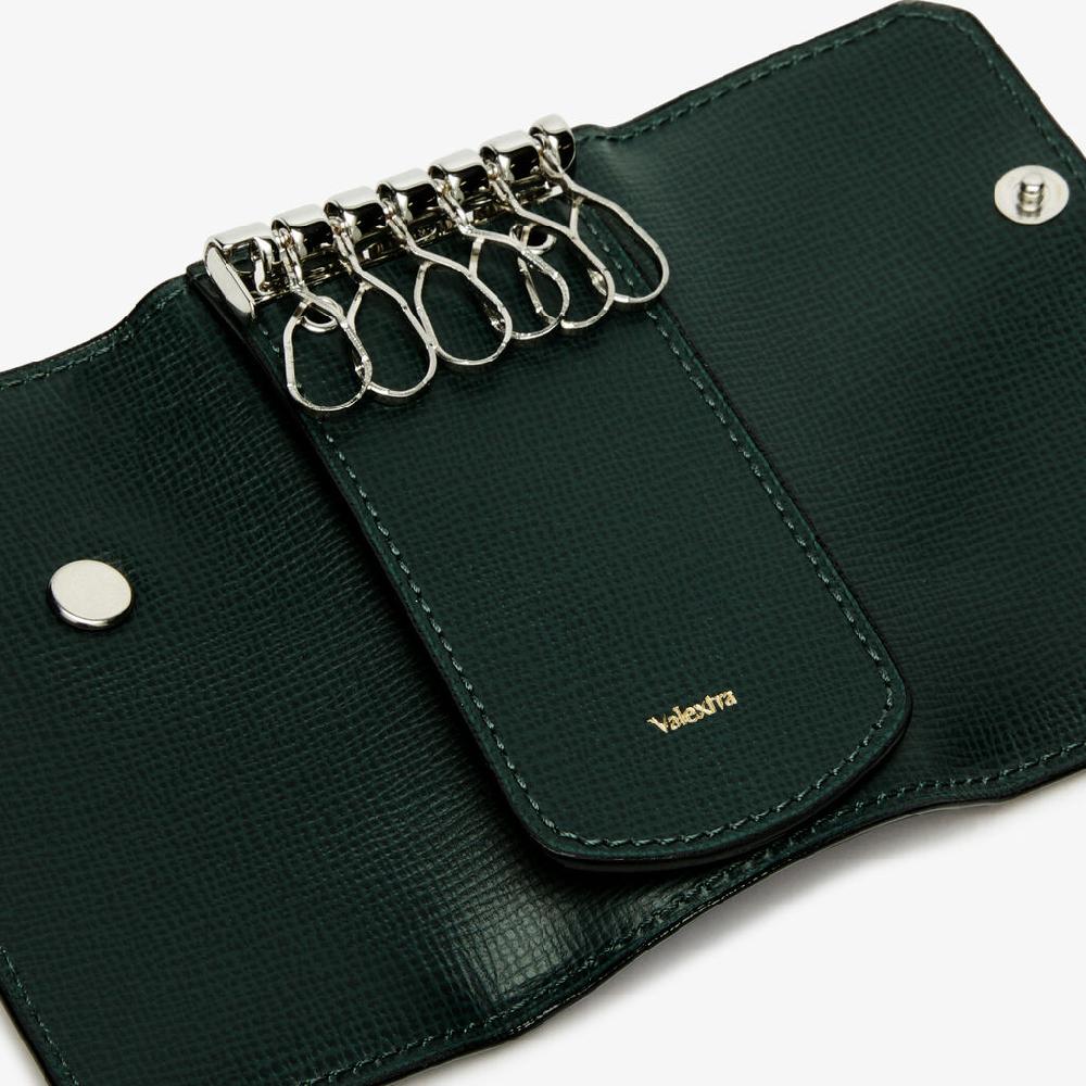 Valextra Portachiavi in Pelle Verde con bottone | Valextra Tric Trac Offerta settimanale