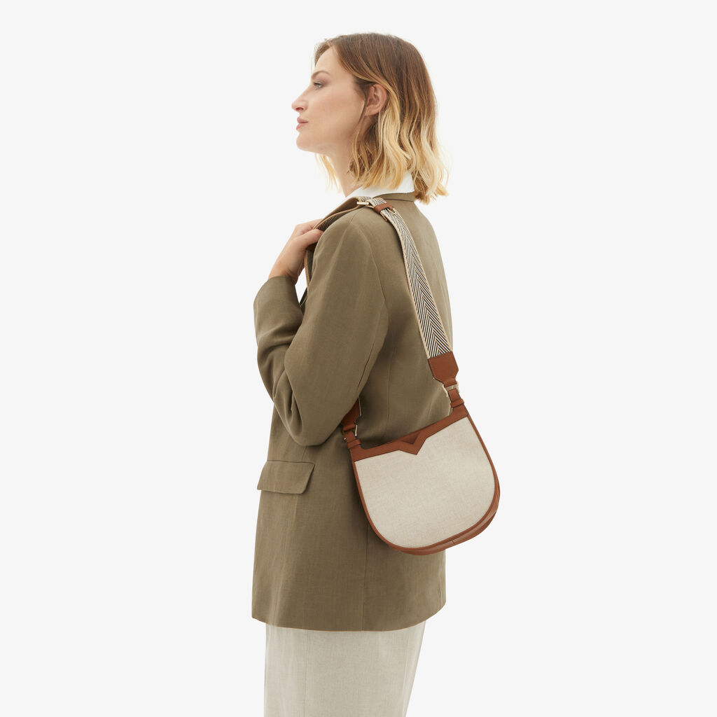 Valextra Weekend bag da Donna in Tessuto Grigio e Marrone | Valextra hobo Promozione temporanea