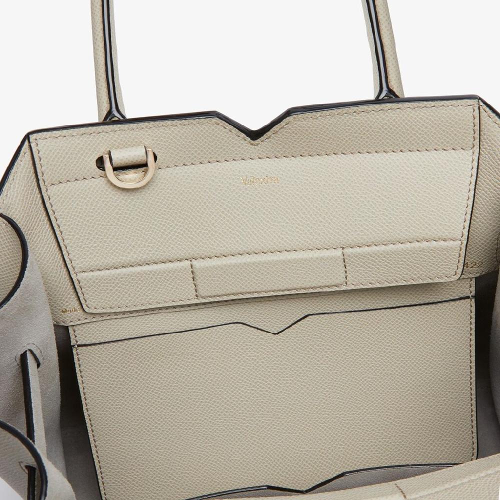 Valextra Borsa a Due Manici Milano Mini | Pelle di vitello Millepunte Soft | Grigio Lino | Valextra Fino al 60% di sconto