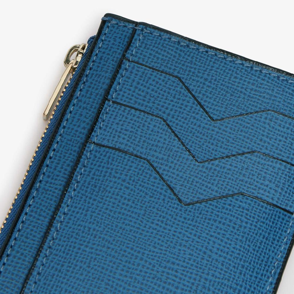Valextra Portamonete da Donna in Pelle Blu Cobalto di Lusso | Valextra Super sconto