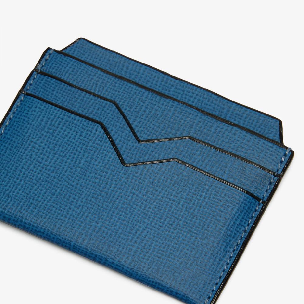 Valextra Porta carte di credito in Pelle Blu Cobalto | Valextra 50% di sconto con spedizione gratuita