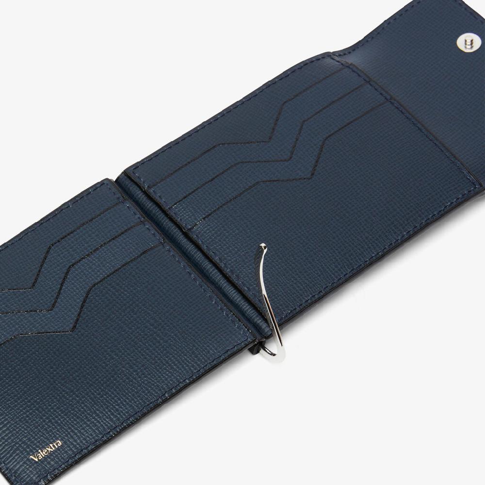 Valextra Portafoglio elegante in Pelle Blu con ferma soldi | Valextra Limitato a 3 giorni