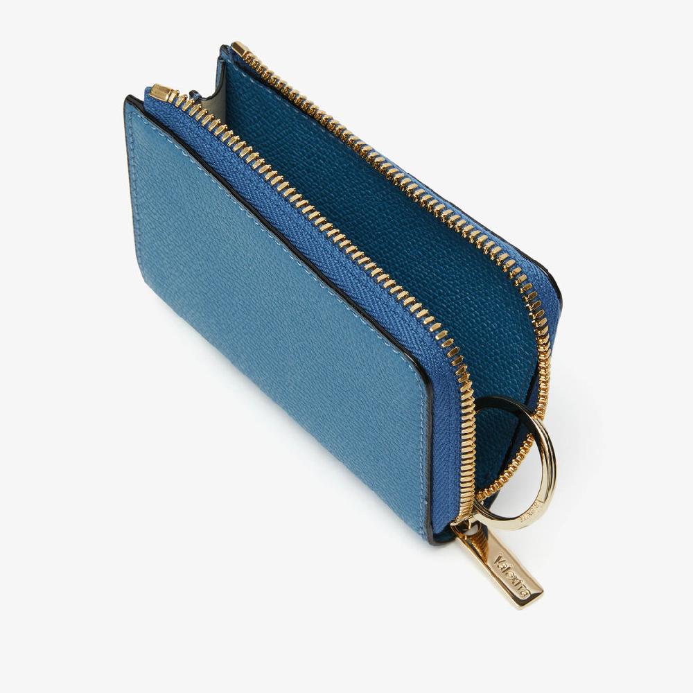 Valextra Portachiavi chiuso con zip in Pelle Blu Cobalto | Valextra Zip Around 50% di sconto per tempo limitato
