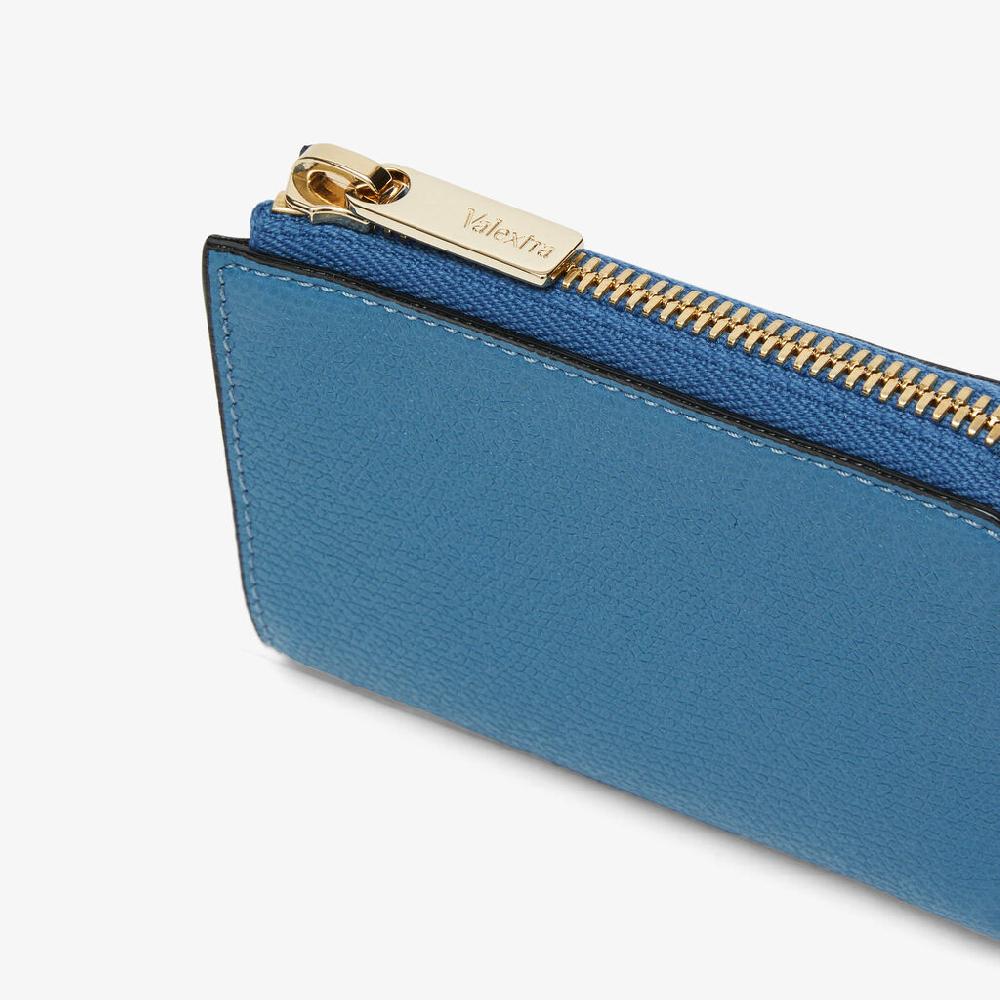 Valextra Portachiavi chiuso con zip in Pelle Blu Cobalto | Valextra Zip Around 50% di sconto per tempo limitato
