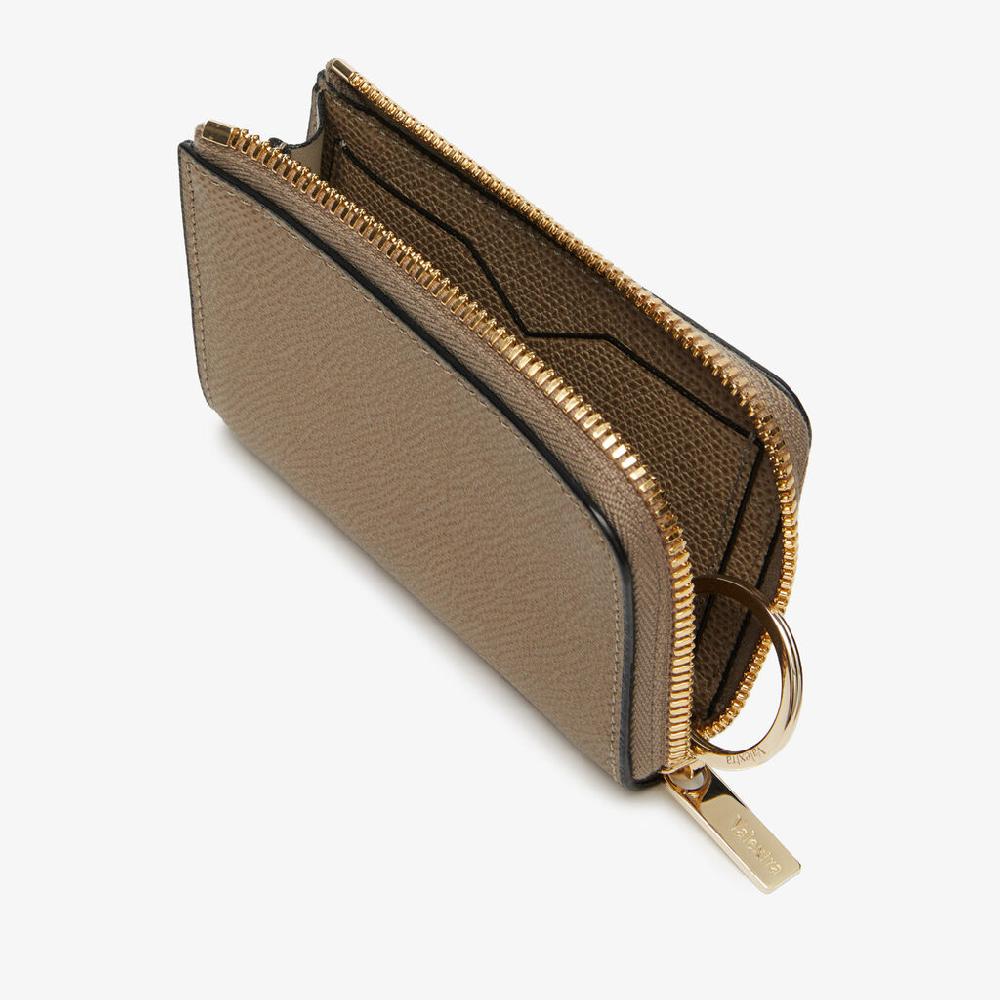 Valextra Portachiavi in Pelle Marrone Tortora | Valextra Zip Around Sconti questo mese