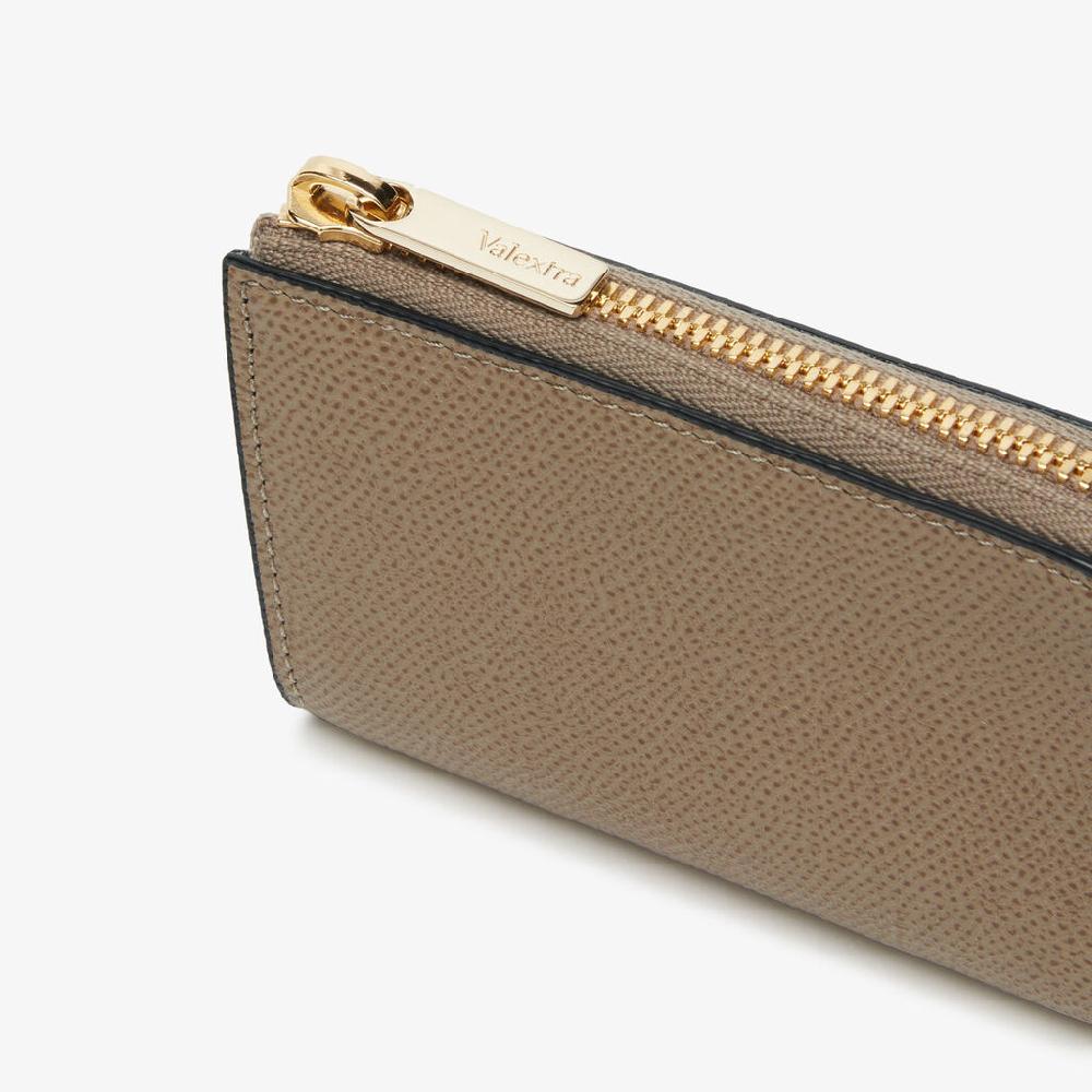 Valextra Portachiavi in Pelle Marrone Tortora | Valextra Zip Around Sconti questo mese