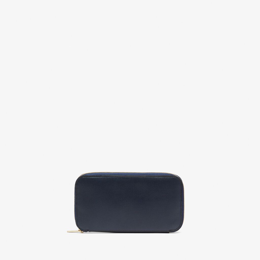 Valextra Portafoglio con zip in Pelle Blu | Valextra Zip Around 2025
