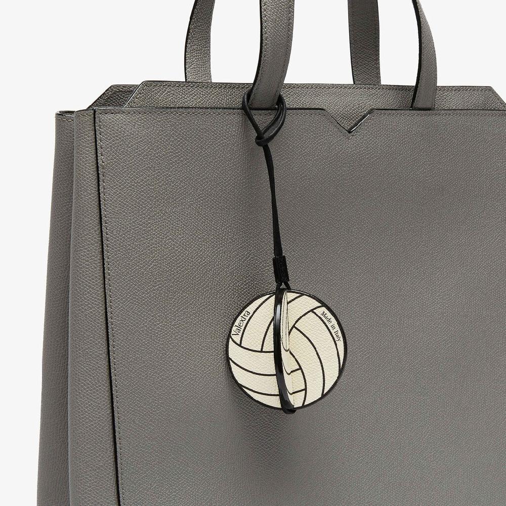 Valextra Charm pallavolo da Donna in Pelle Bianca e Nera | Valextra Nuovo