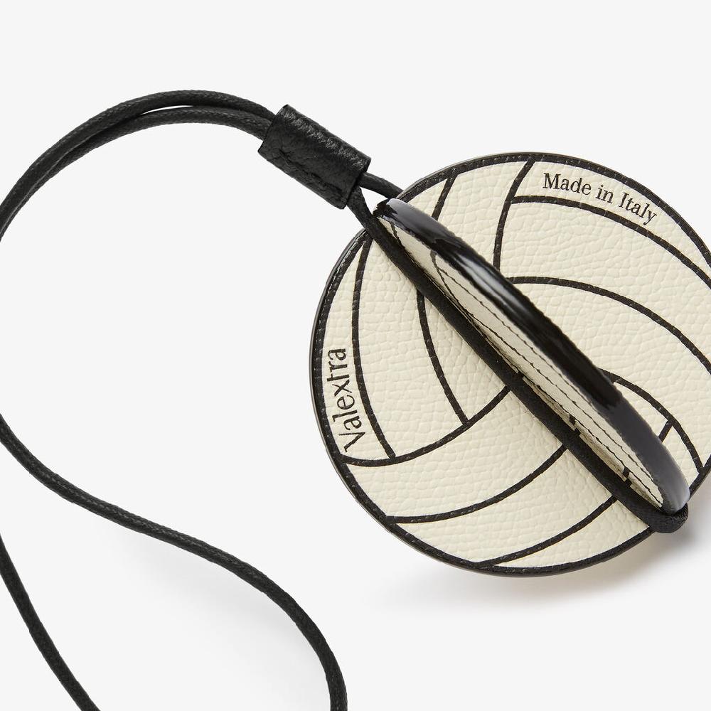 Valextra Charm pallavolo da Donna in Pelle Bianca e Nera | Valextra Nuovo
