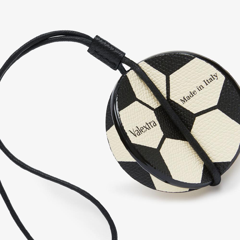 Valextra Charm palla da calcio da Donna in Pelle Bianca e Nera | Valextra Qualità