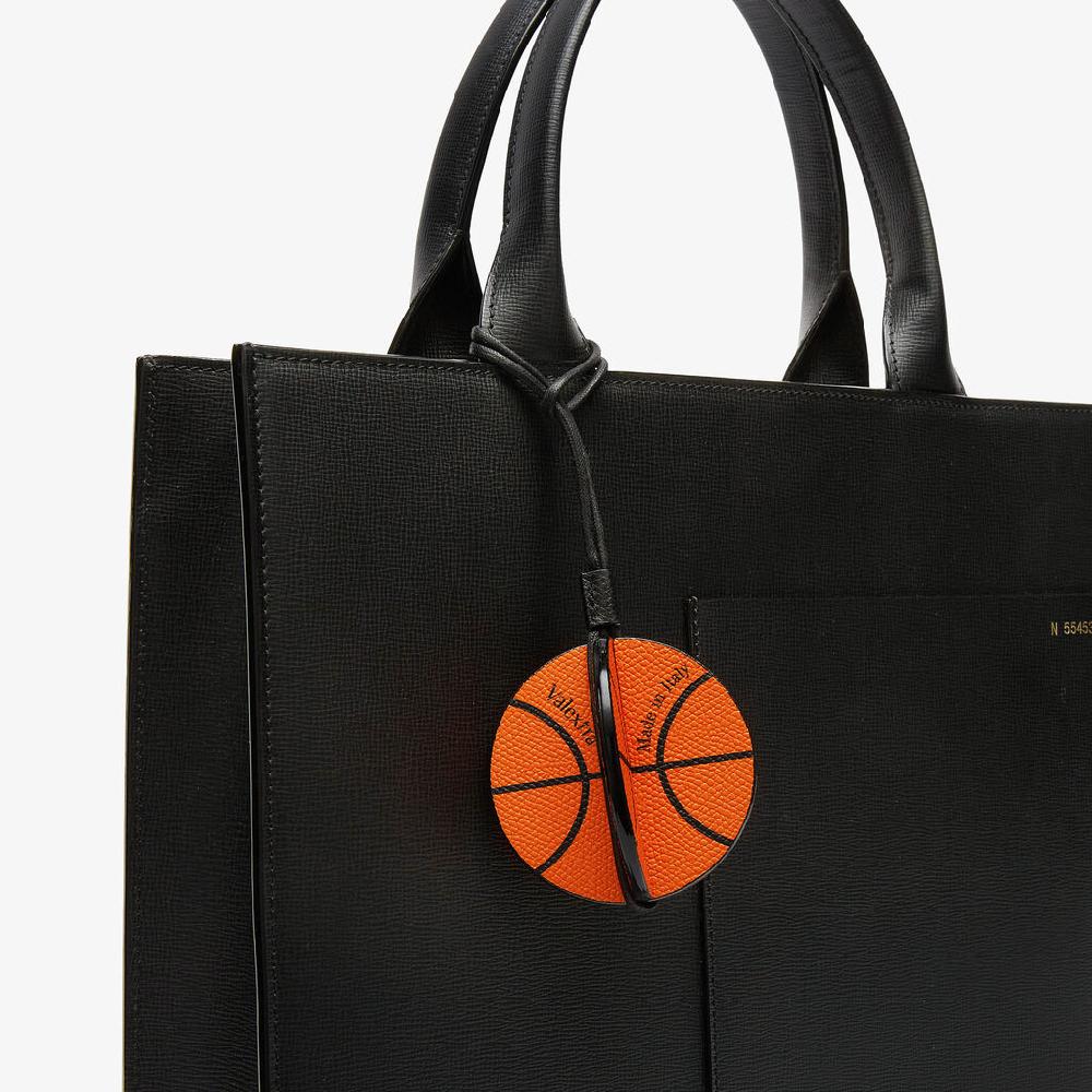 Valextra Charm palla da bascket in Pelle Arancione e Nera | Valextra Vendita