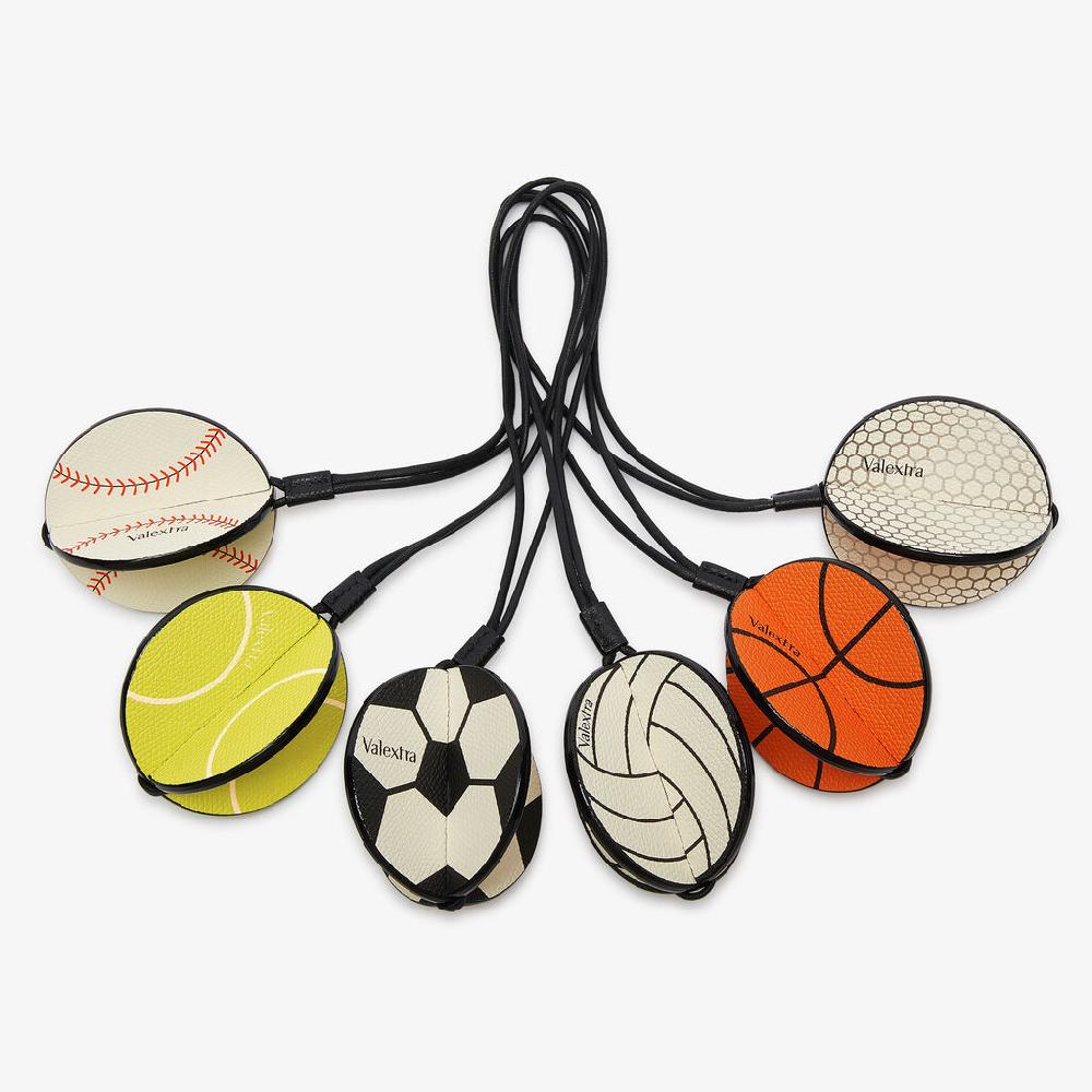 Valextra Charm palla da bascket in Pelle Arancione e Nera | Valextra Vendita