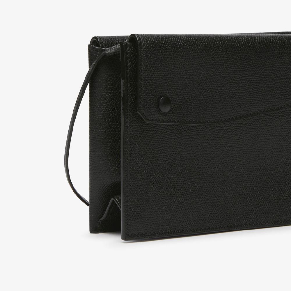 Valextra Borsa a tracolla pocket Slim | Pelle di vitello Millepunte | Nero | Valextra Pezzi Unici