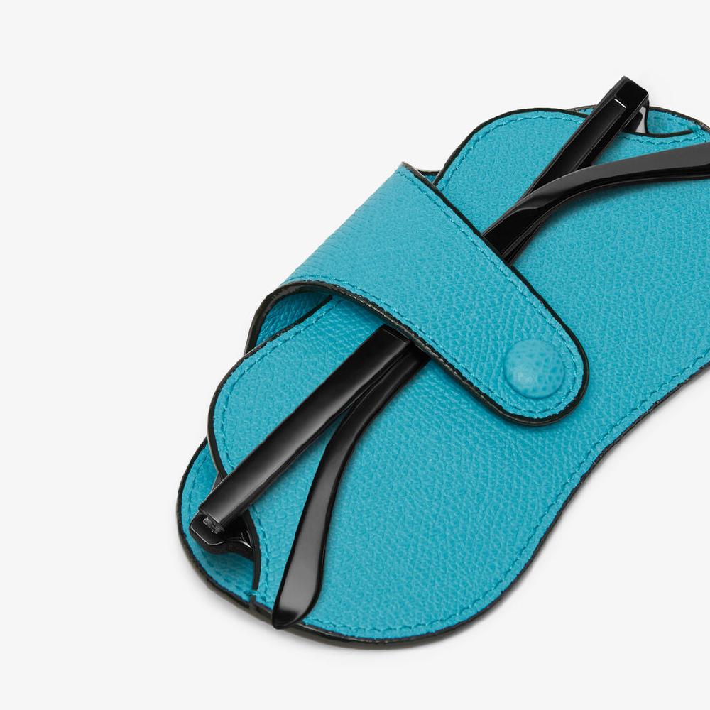 Valextra Custodia porta occhiali di Lusso in Pelle Blu | Valextra Soddisfazione Garantita