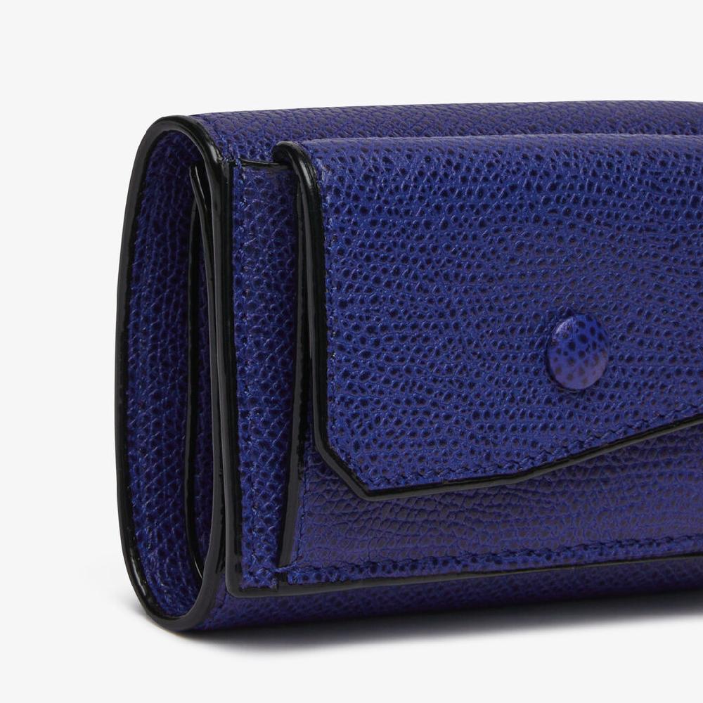 Valextra Portafoglio Compatto da Donna in Pelle Blu | Valextra Promozione Limitata