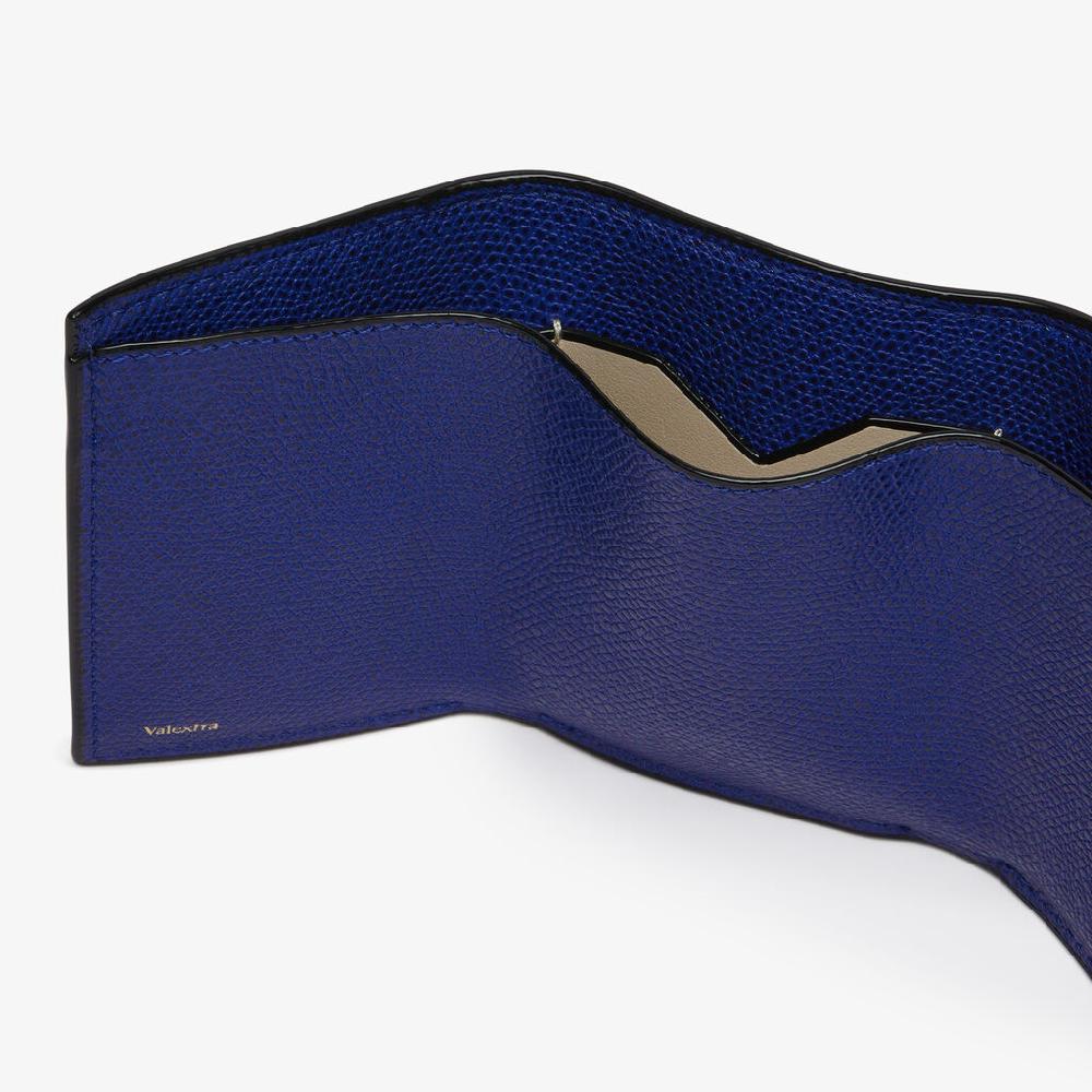 Valextra Portafoglio Compatto da Donna in Pelle Blu | Valextra Promozione Limitata