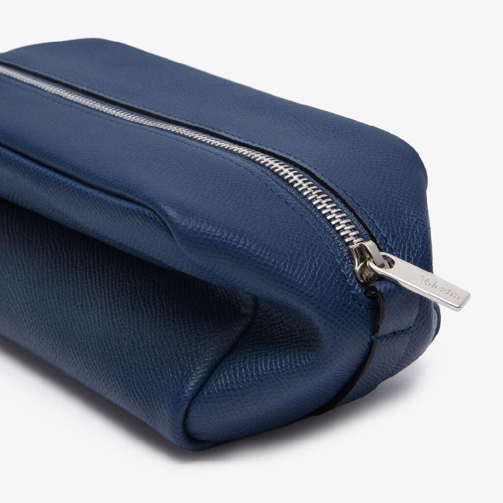 Valextra Pochette da viaggio da Uomo di Lusso in Pelle Blu Affare Del Giorno