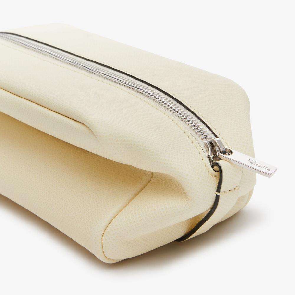 Valextra Pochette da viaggio da Donna di Lusso in Pelle Bianca Sottocosto