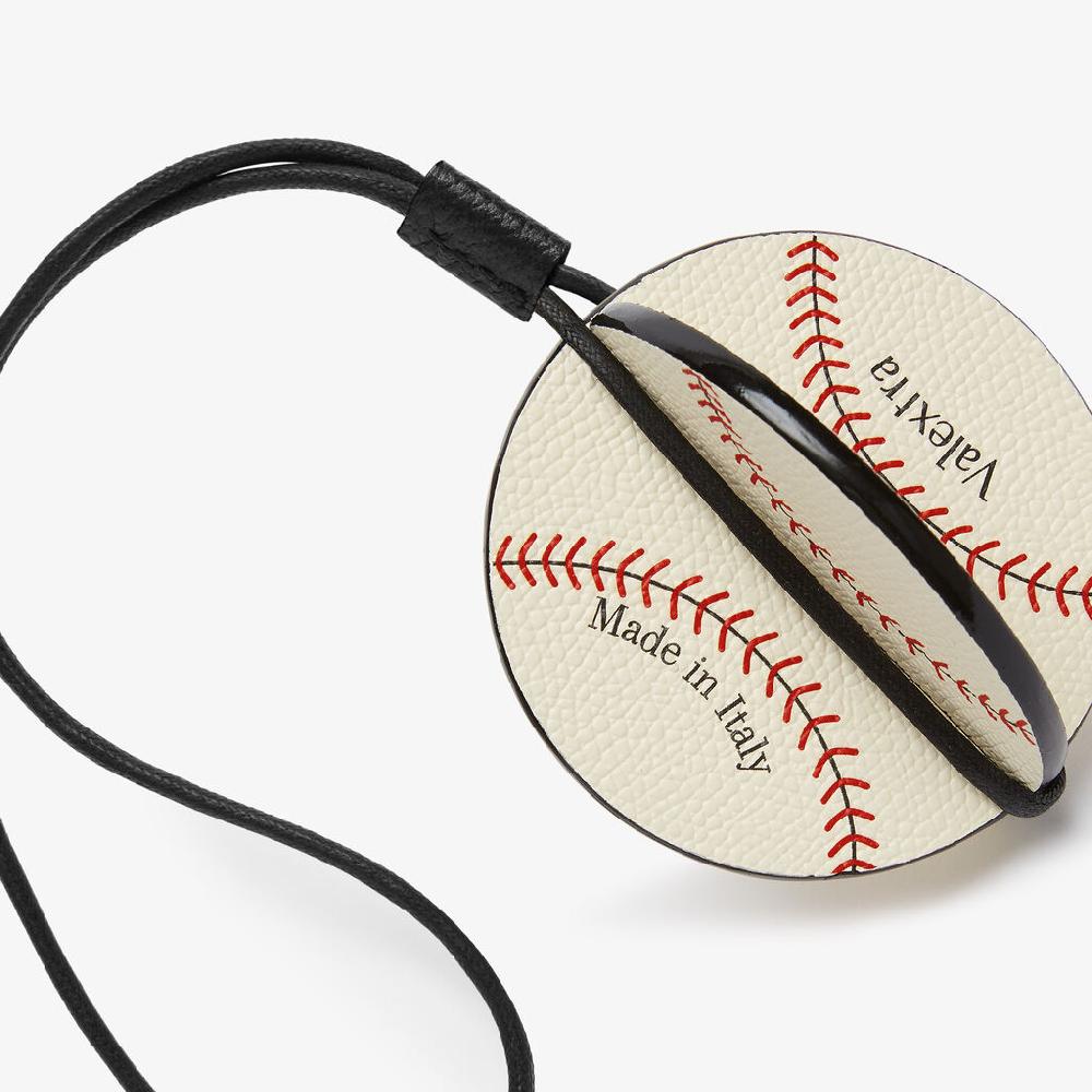 Valextra Charm palla da baseball in Pelle Bianca Rossa e Nera | Valextra Sconto