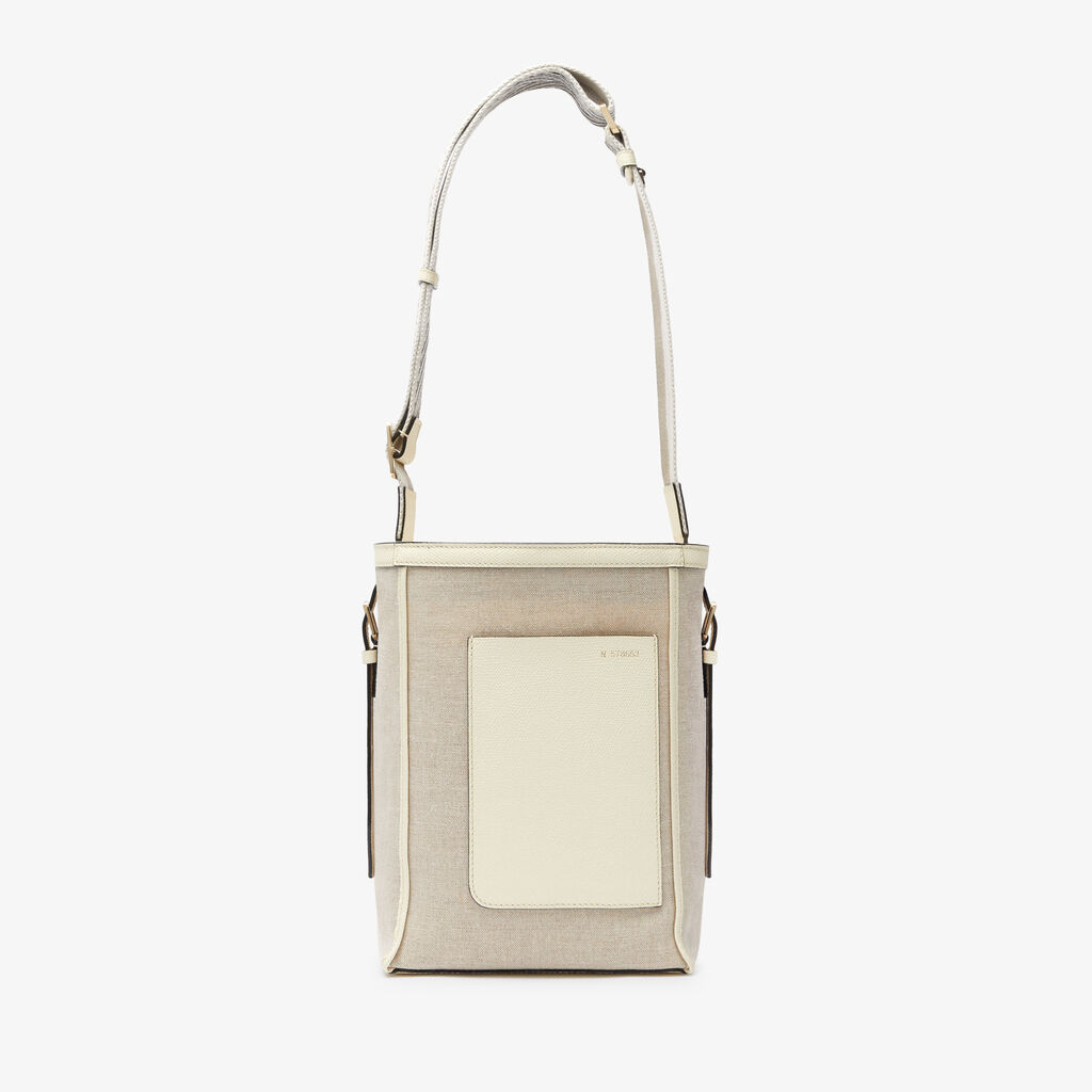 Valextra Borsa a secchiello da Donna in Tela Bianca e Beige | Valextra Soft In Vendita