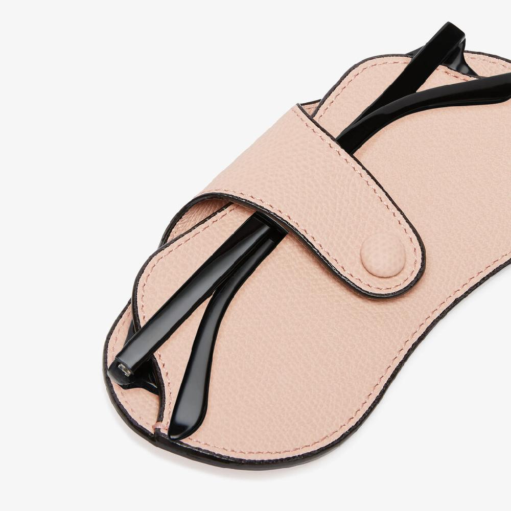 Valextra Porta Occhiali | Pelle di vitello Millepunte | Rosa Bonne Mine | Valextra Vendita Economica