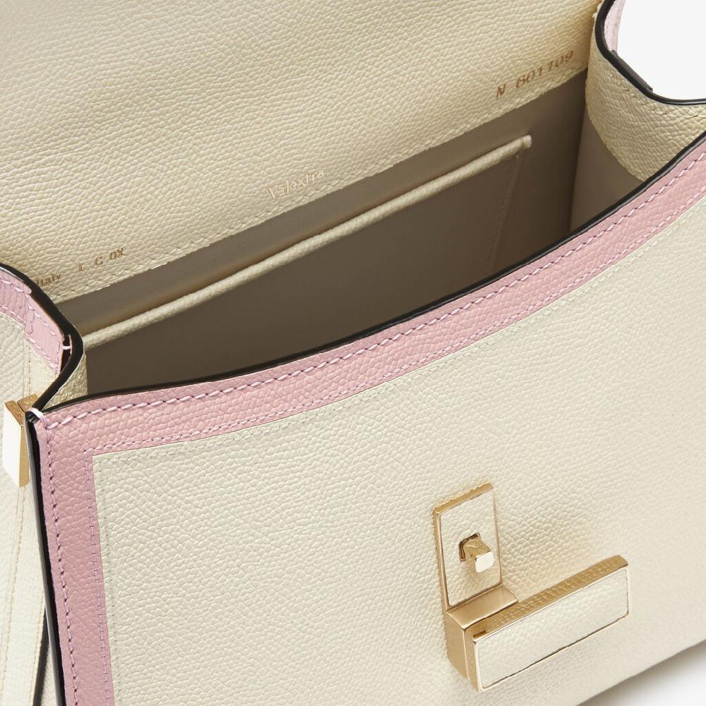 Valextra Borsa a mano mini da Donna in Pelle Bianca e Rosa | Valextra Iside Offerta speciale