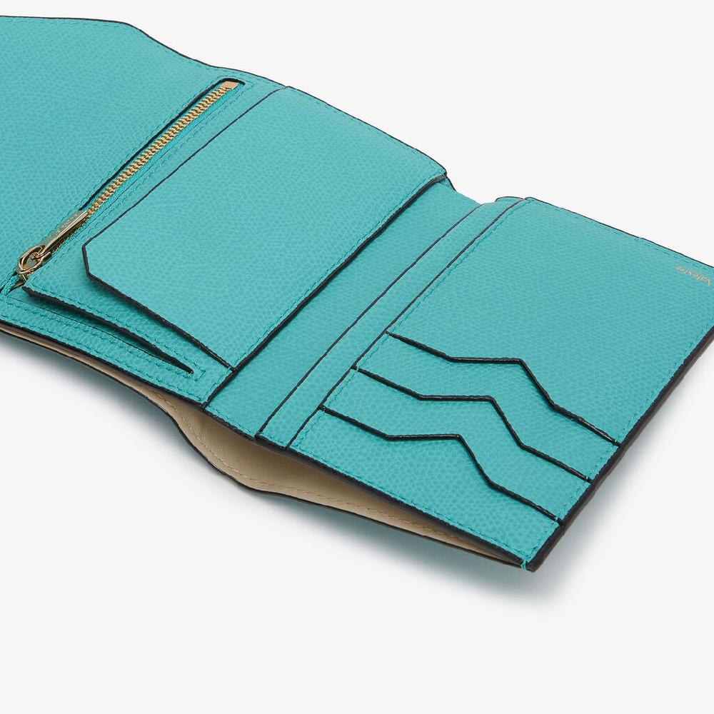 Valextra Portafoglio piccolo da Donna in Pelle Azzurra | Valextra Iside Offerta Pasqua