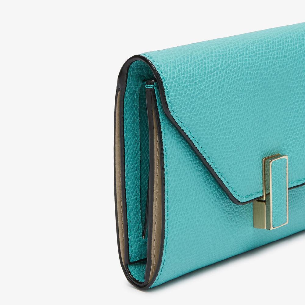 Valextra Portafoglio piccolo da Donna in Pelle Azzurra | Valextra Iside Offerta Pasqua