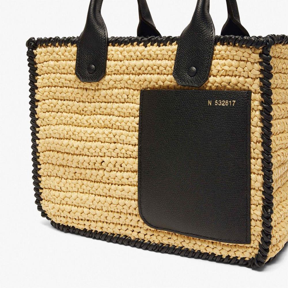 Valextra Borsa tote Mini da Donna in Rafia Beige e Nera | Valextra Offerta per la Festa della Mamma