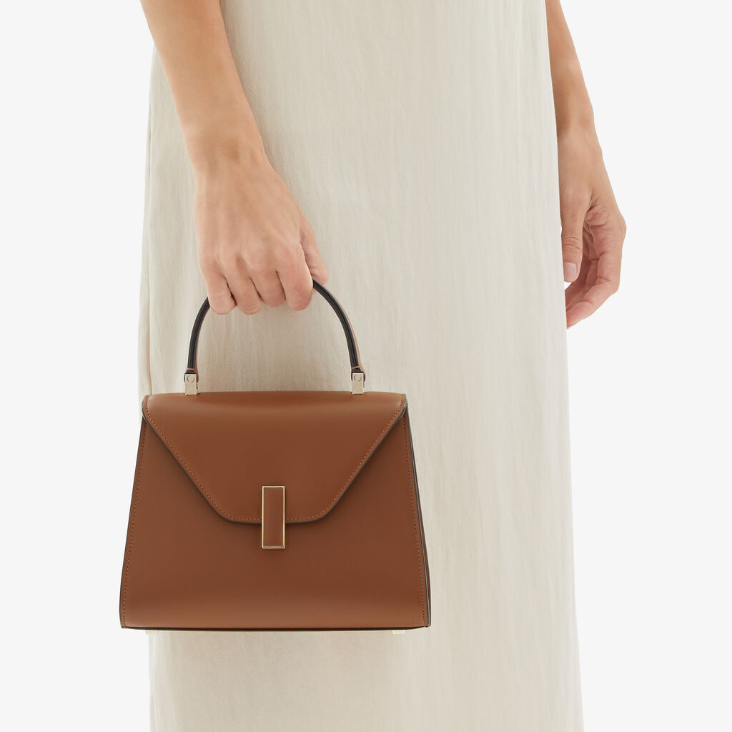 Valextra Borsa a mano Donna Mini in Pelle rigida Marrone | Valextra Iside Vendita calda
