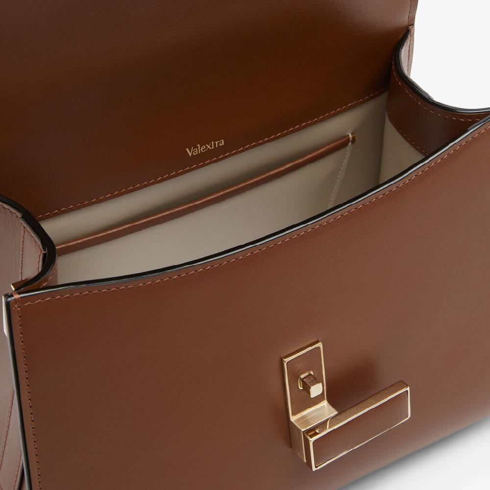 Valextra Borsa a mano Donna Mini in Pelle rigida Marrone | Valextra Iside Vendita calda