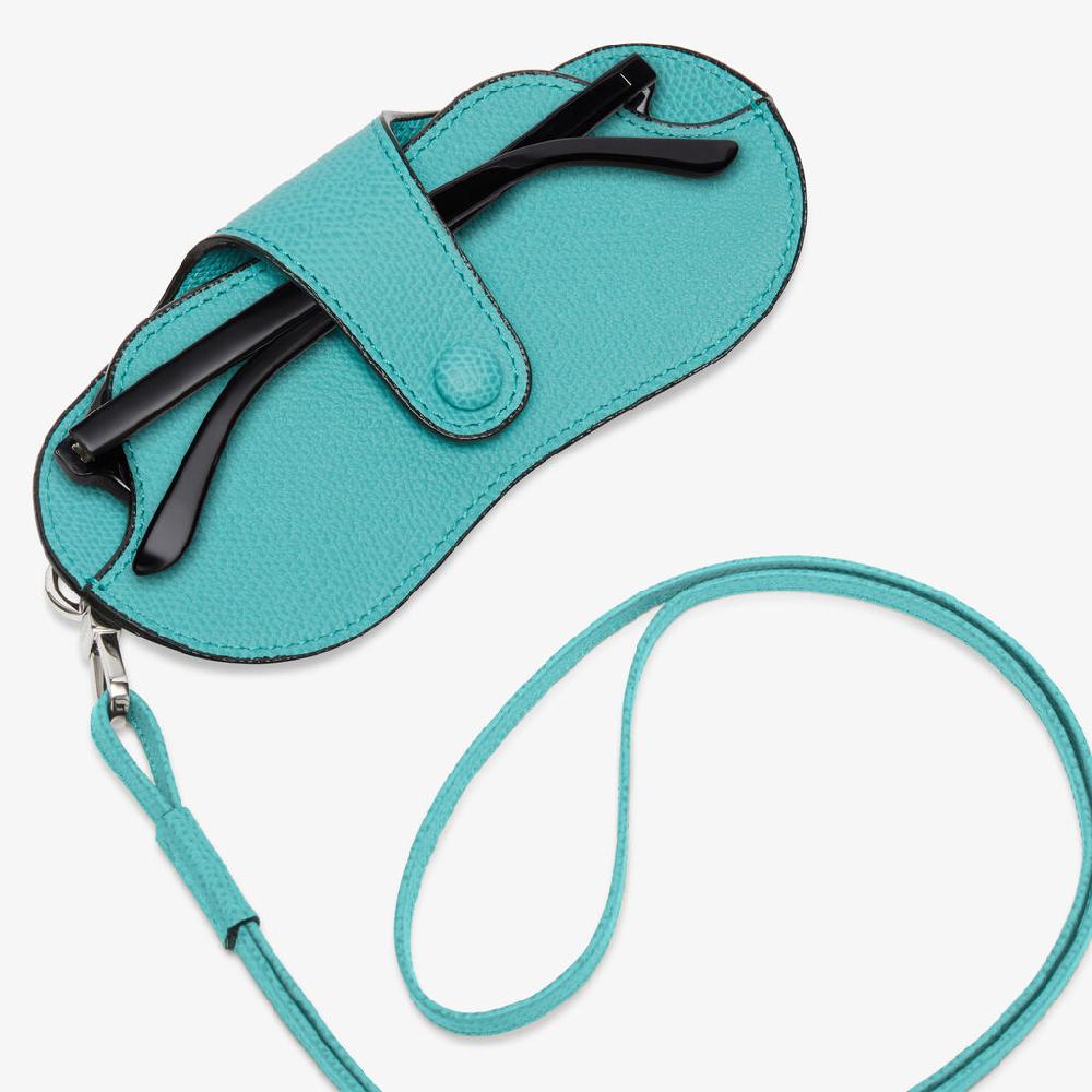 Valextra Porta occhiali con tracolla di Lusso in Pelle Azzurra | Valextra Latest fashion