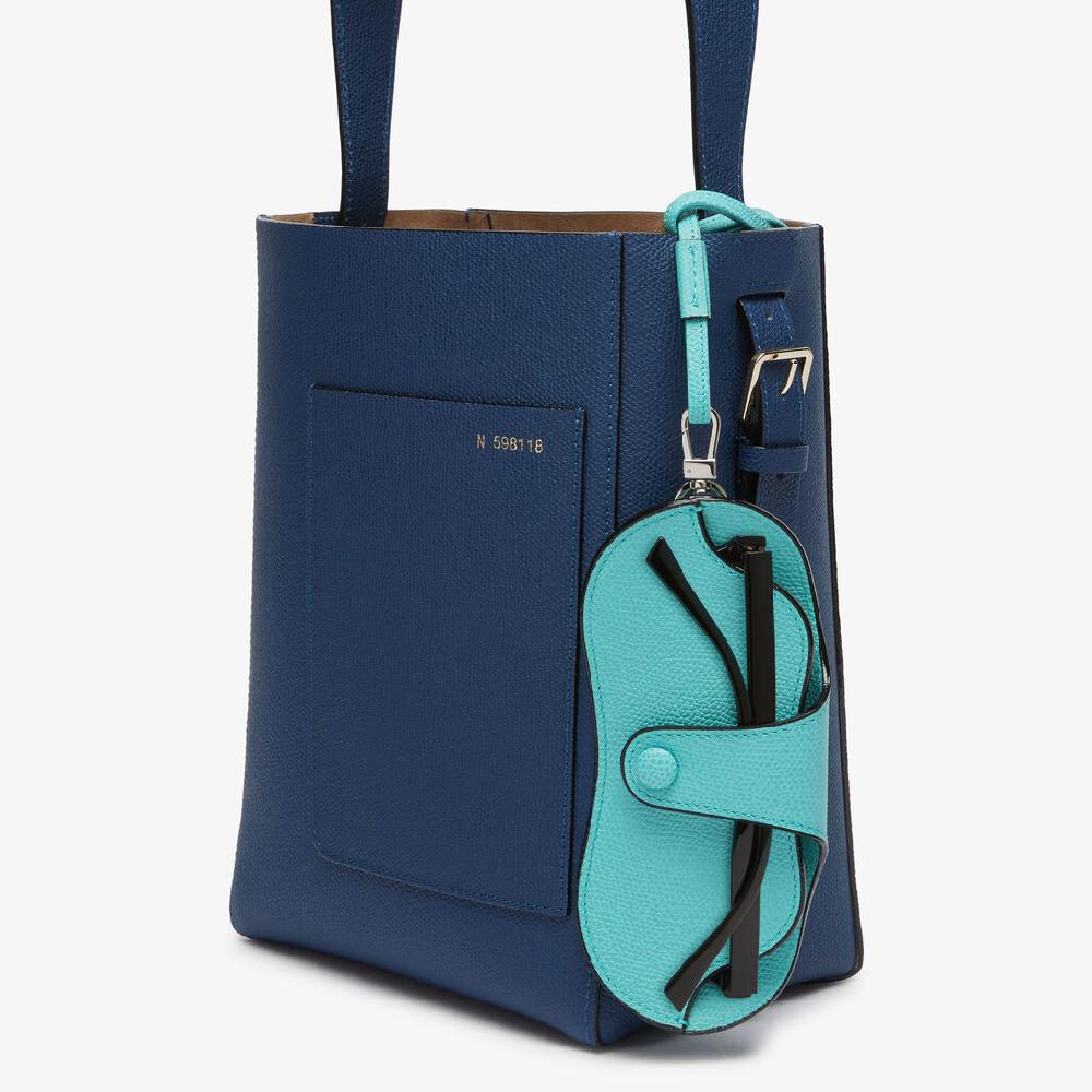 Valextra Porta occhiali con tracolla di Lusso in Pelle Azzurra | Valextra Latest fashion