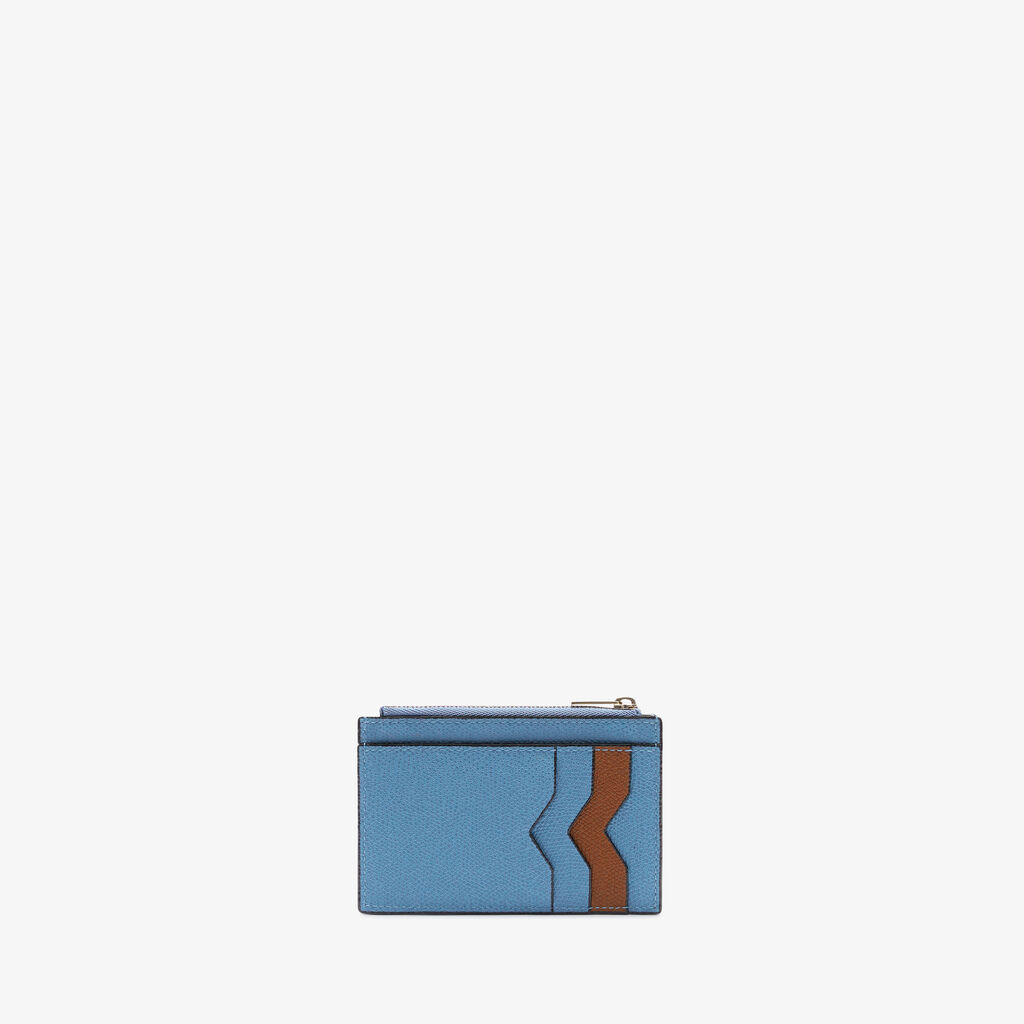Valextra Porta carte con zip di Lusso in Pelle Blu e Marrone | Valextra Offerte esclusive