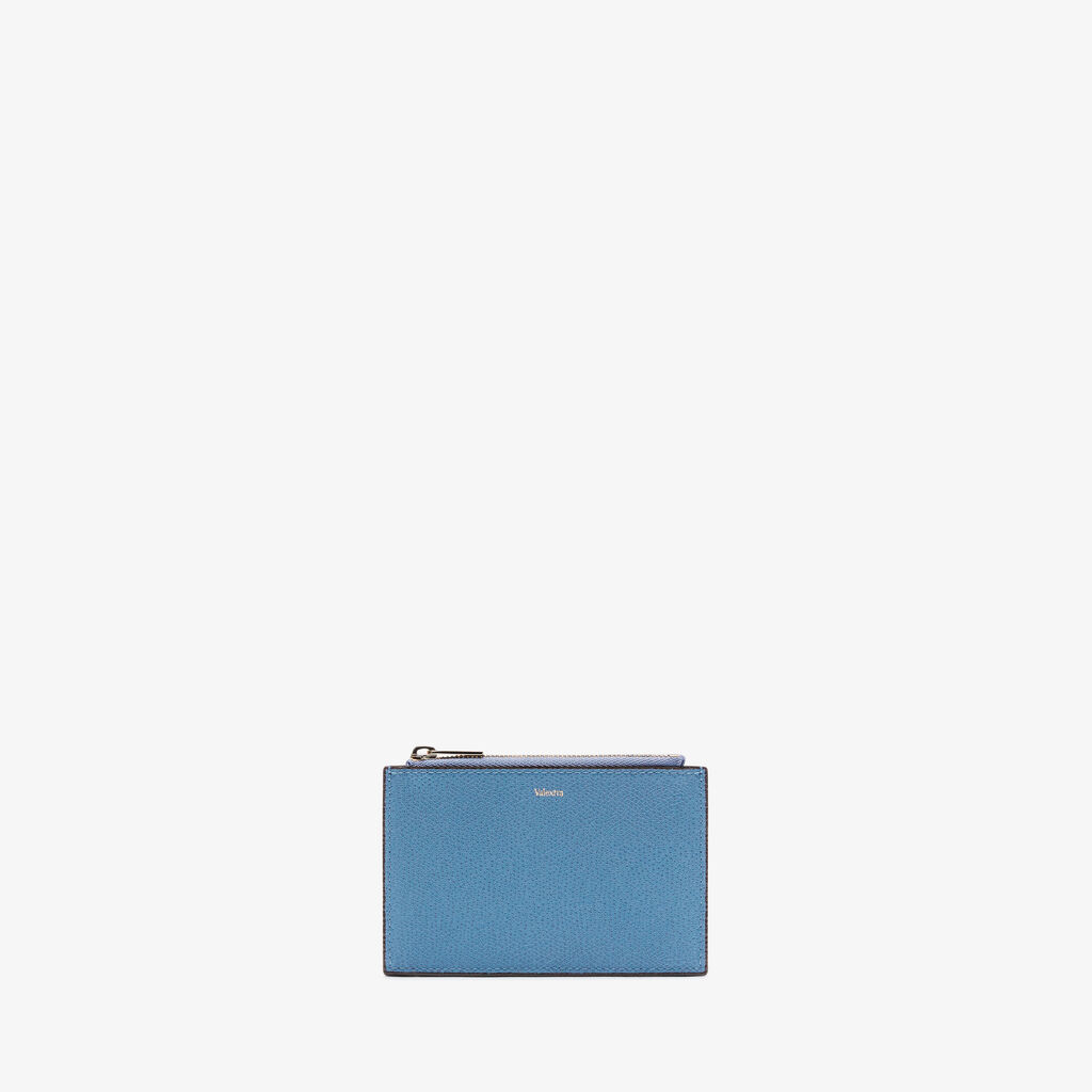 Valextra Porta carte con zip di Lusso in Pelle Blu e Marrone | Valextra Offerte esclusive