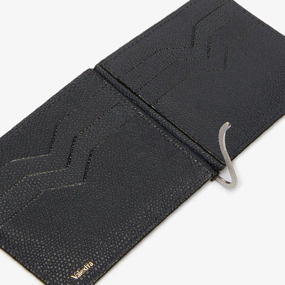 Valextra Portafoglio Grip Semplice | Pelle di vitello Millepunte | Blu Notte | Valextra Comprane uno, ottenene uno gratis