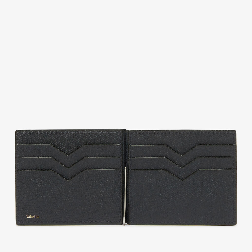 Valextra Portafoglio Grip Semplice | Pelle di vitello Millepunte | Blu Notte | Valextra Comprane uno, ottenene uno gratis