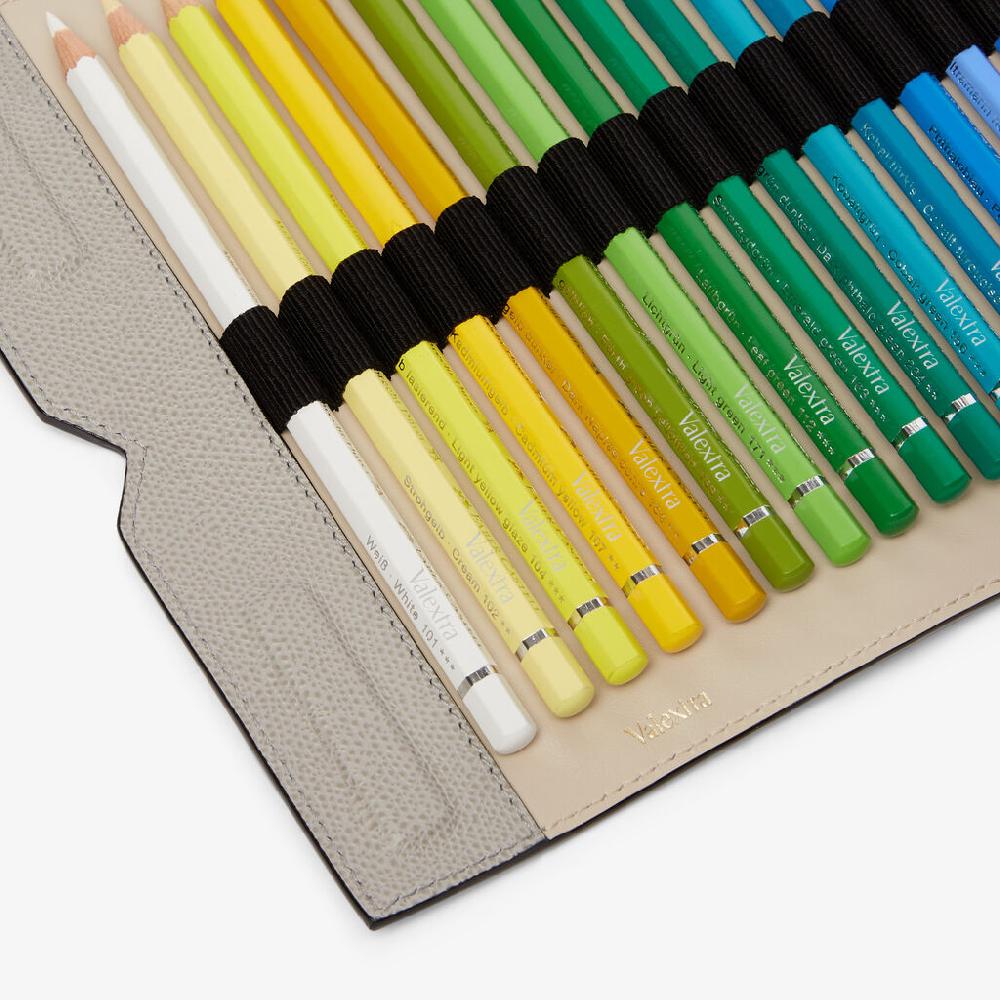 Valextra Astuccio con matite colorate in Pelle Grigia chiara | Valextra Offerta settimanale