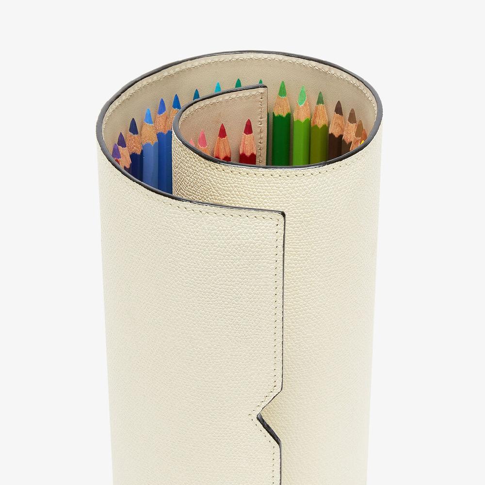 Valextra Astuccio da Donna con matite colorate in Pelle Bianca | Valextra Ritorno libero
