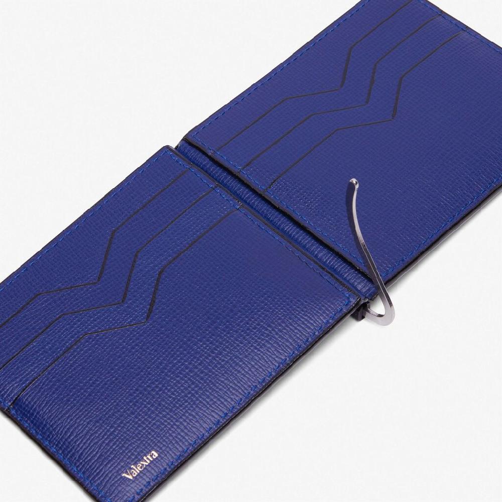 Valextra Portafoglio con fermasoldi e portacarte in Pelle Blu | Valextra Milano Promozione temporanea