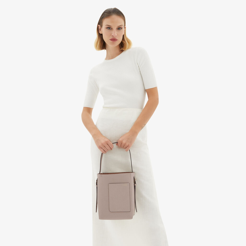 Valextra Borsa a secchiello da Donna in Pelle Rosa | Valextra Soft Officina