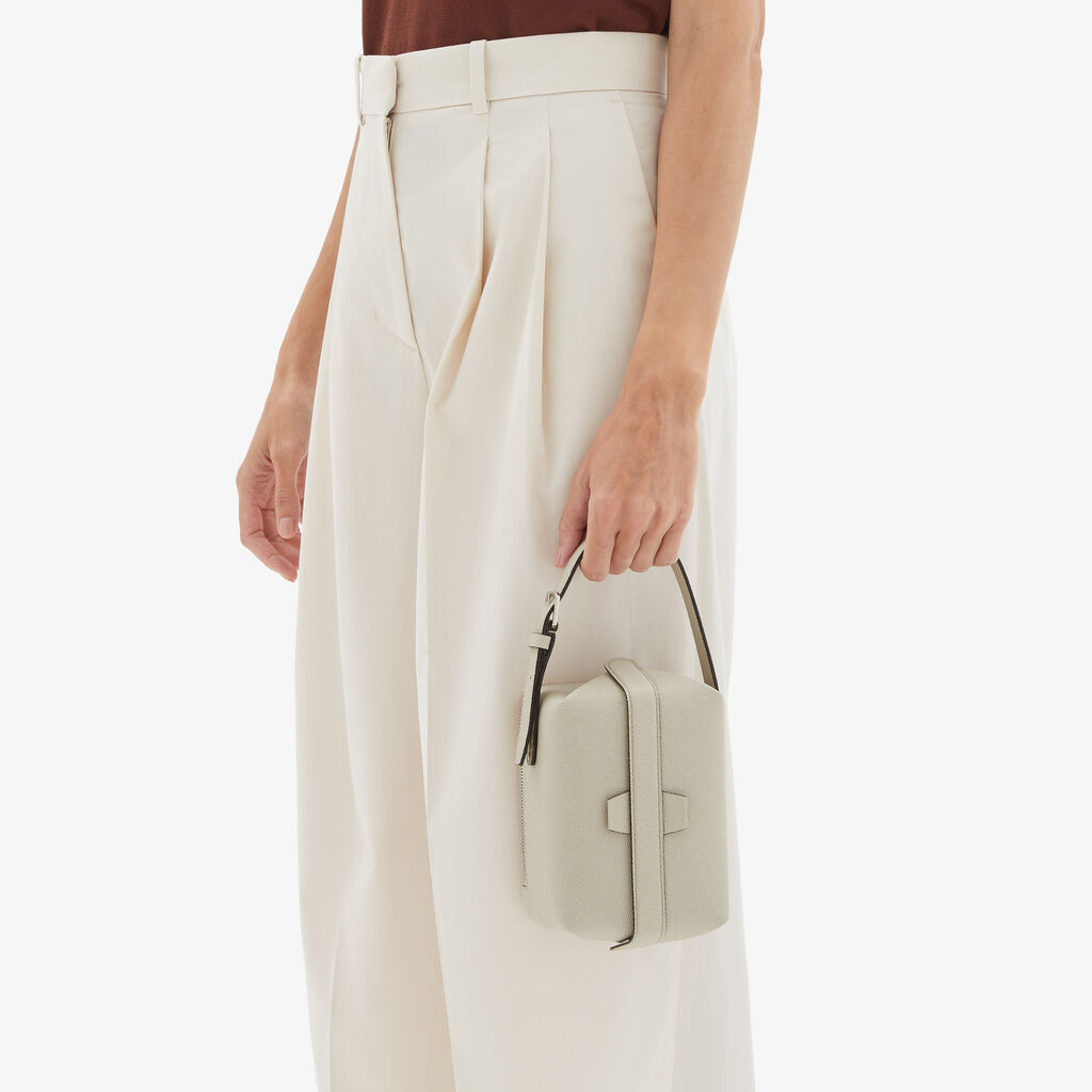 Valextra Borsa Tric Trac | Pelle di vitello Millepunte | Grigio Lino | Valextra Esporta salva