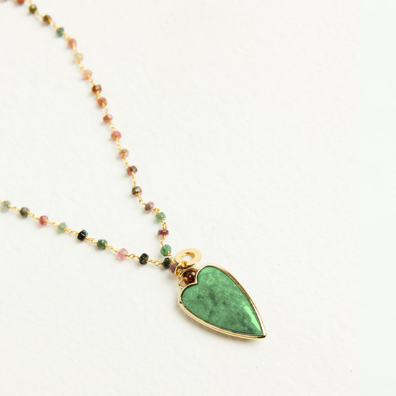 ALMALA COLLANA TORMALINA CUORE - VERDE Novità