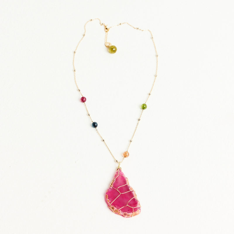 ALMALA COLLANA AGATA | FUCSIA