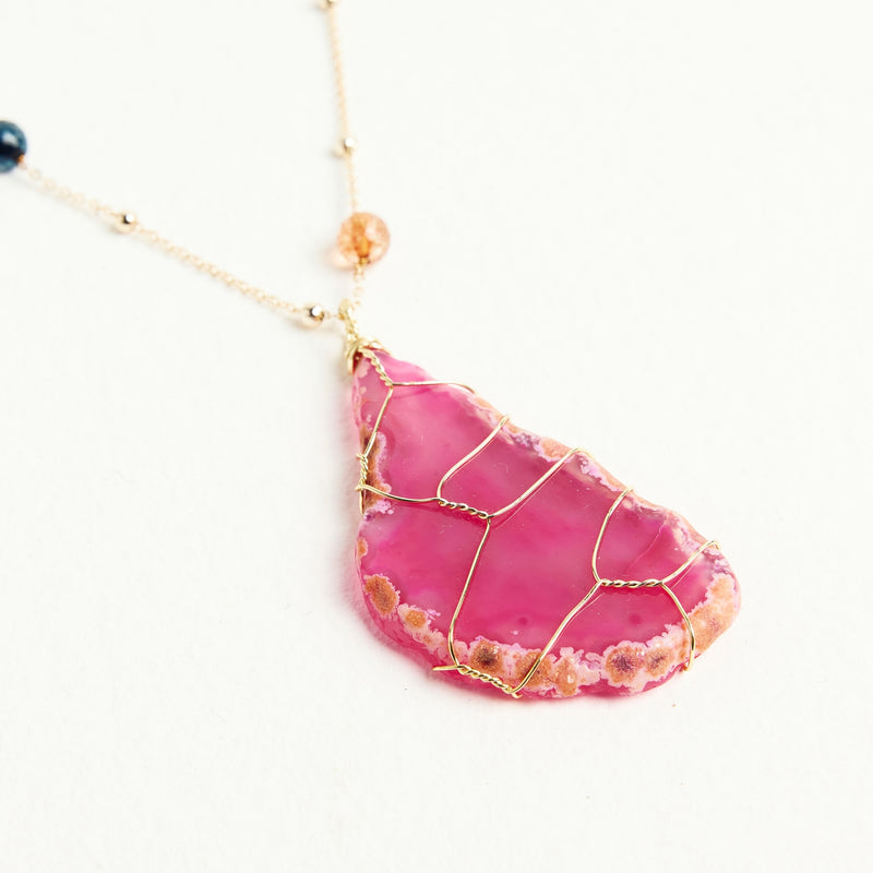 ALMALA COLLANA AGATA | FUCSIA In Saldo