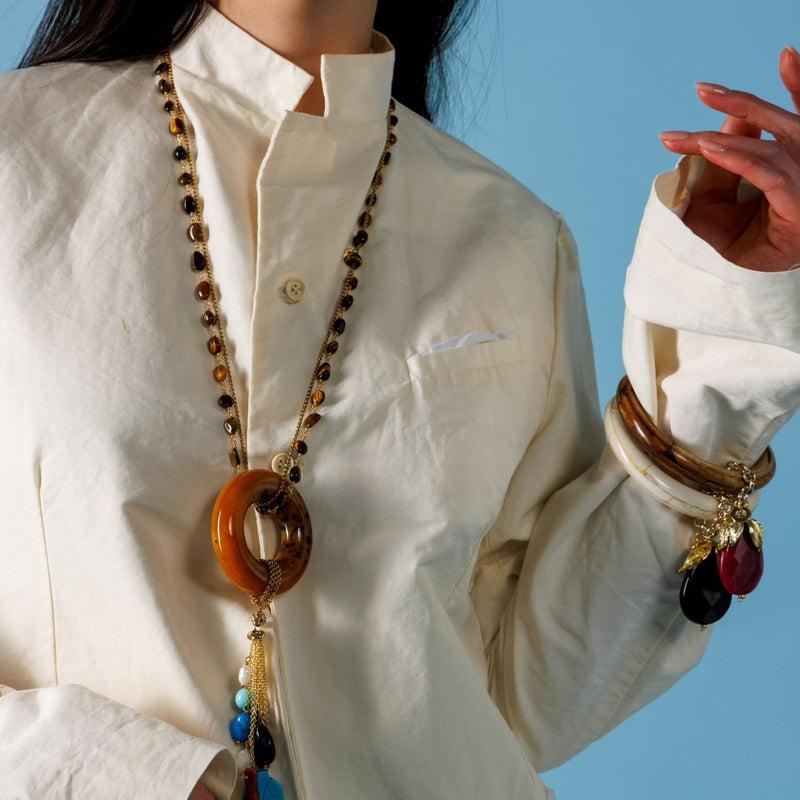 ALMALA BRACCIALE DROP STONE IVORY | NERO In Saldo